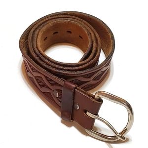 Brown Embossed Leather Belt